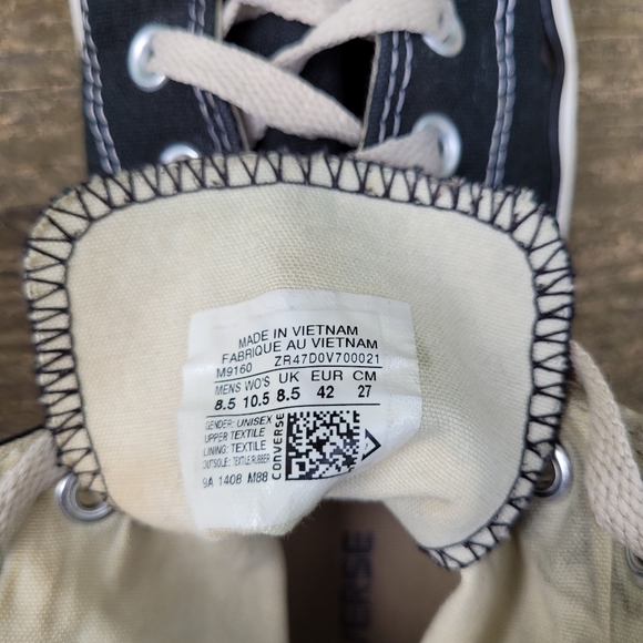 Converse All Star High Top Black Sneakers Sz 10.5 - Picture 4 of 8